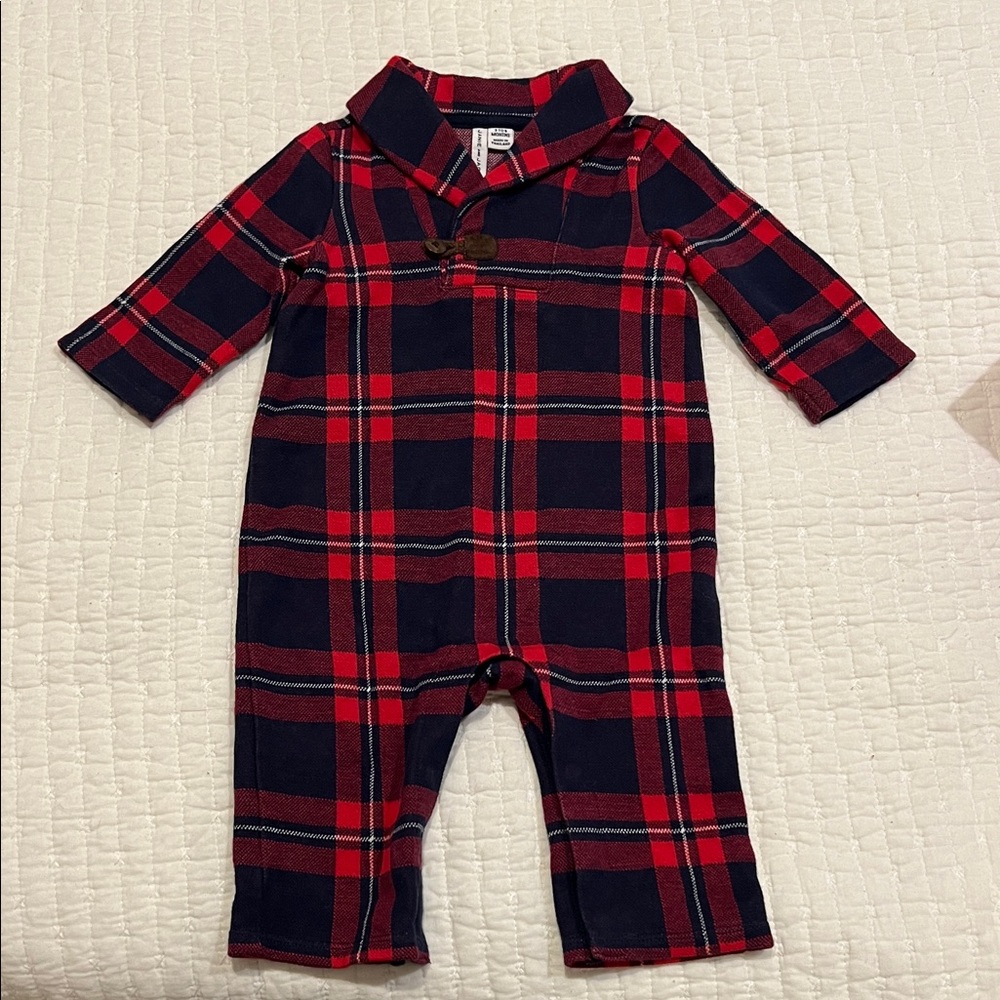 Janie and Jack Red and Navy Plaid One Piece